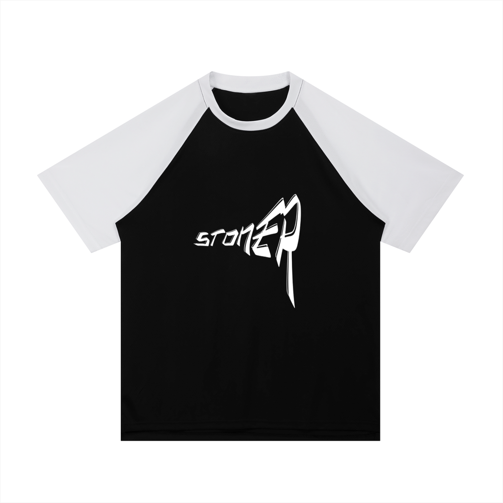 Contrast Raglan Sleeve Mesh T-Shirt