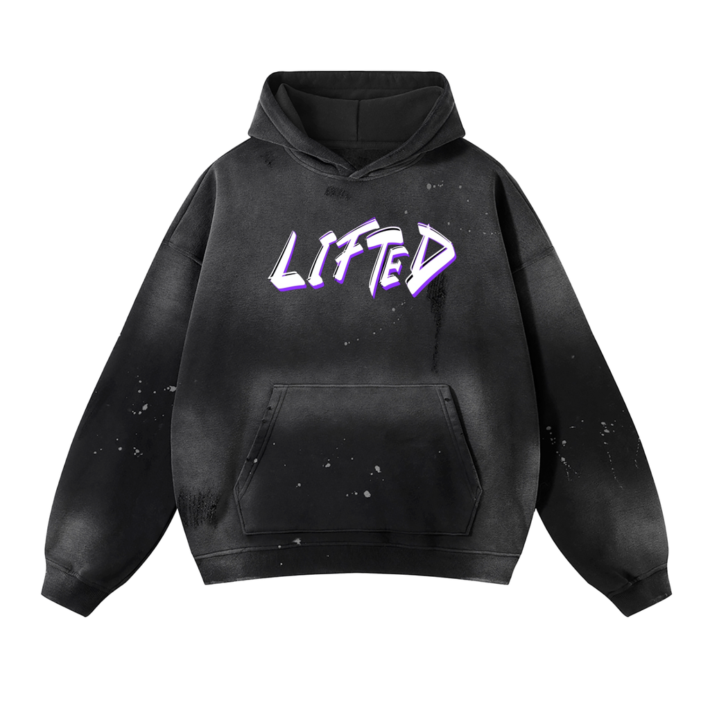 Vintage Washed Frayed Fleece Hoodie