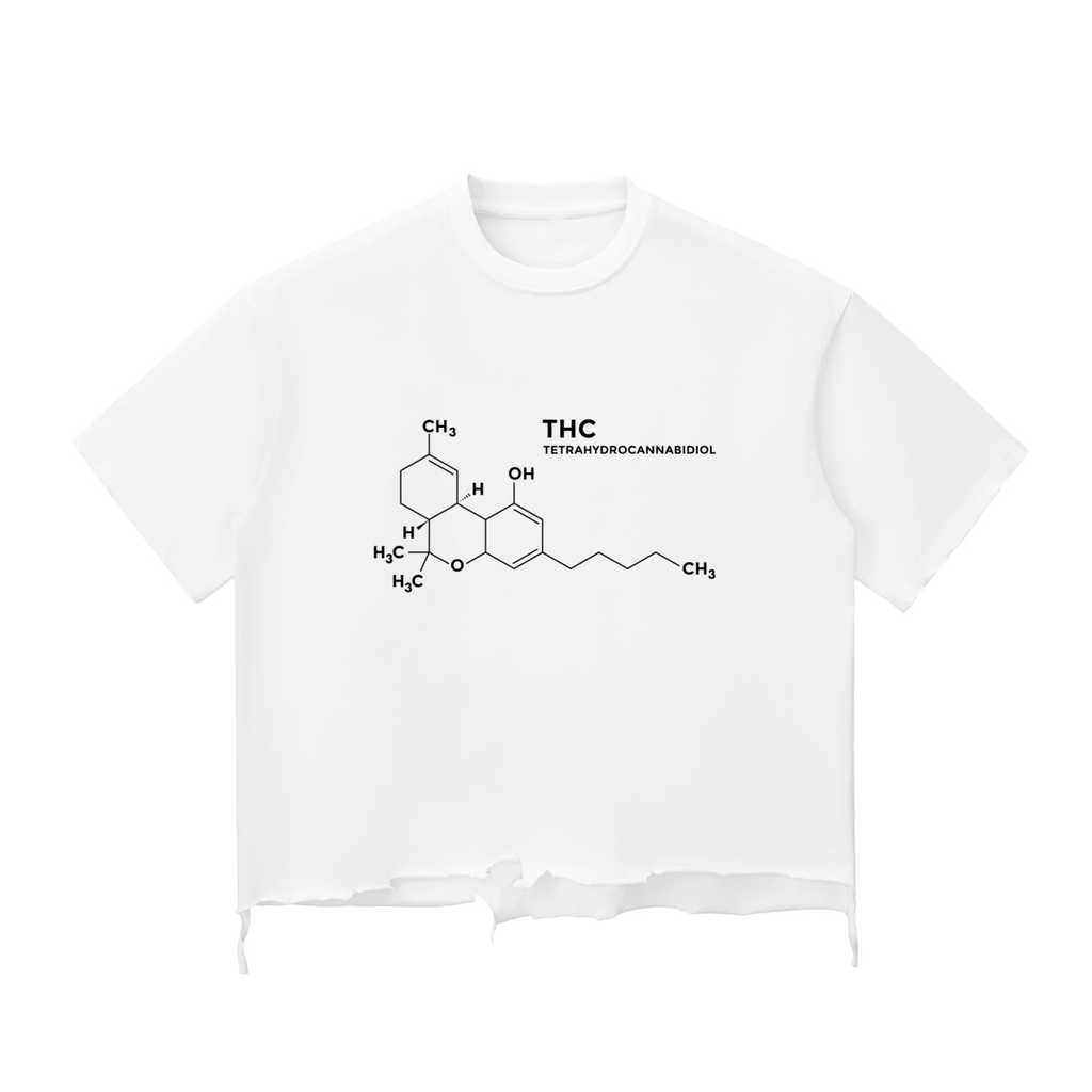 THC Compound Snow Wash Raw-Hem Boxy T-shirt