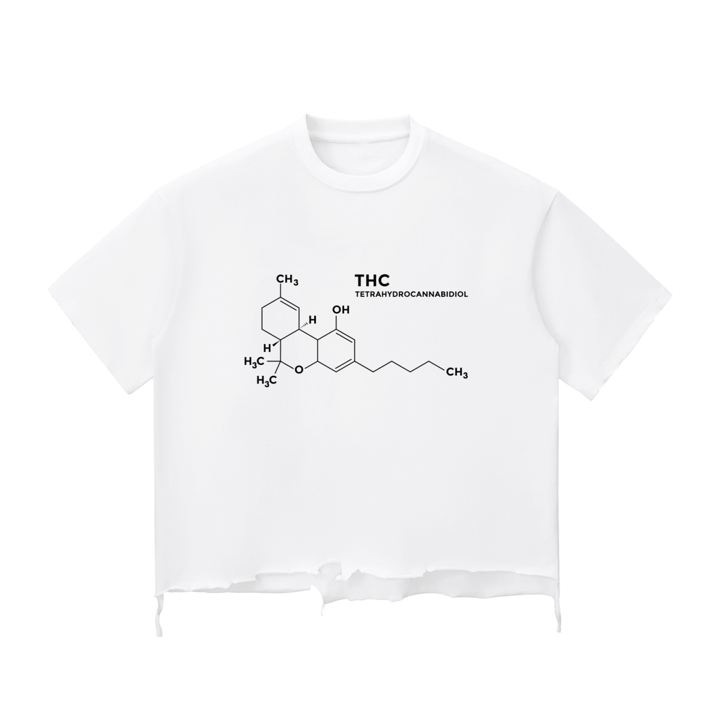 THC Compound Snow Wash Raw-Hem Boxy T-shirt