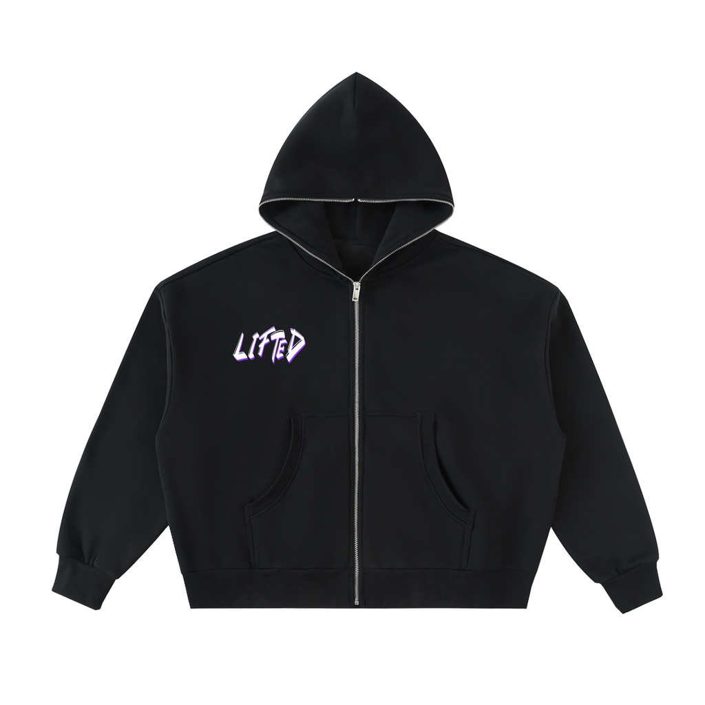 Fleeced Full-Zip Boxy Hoodie