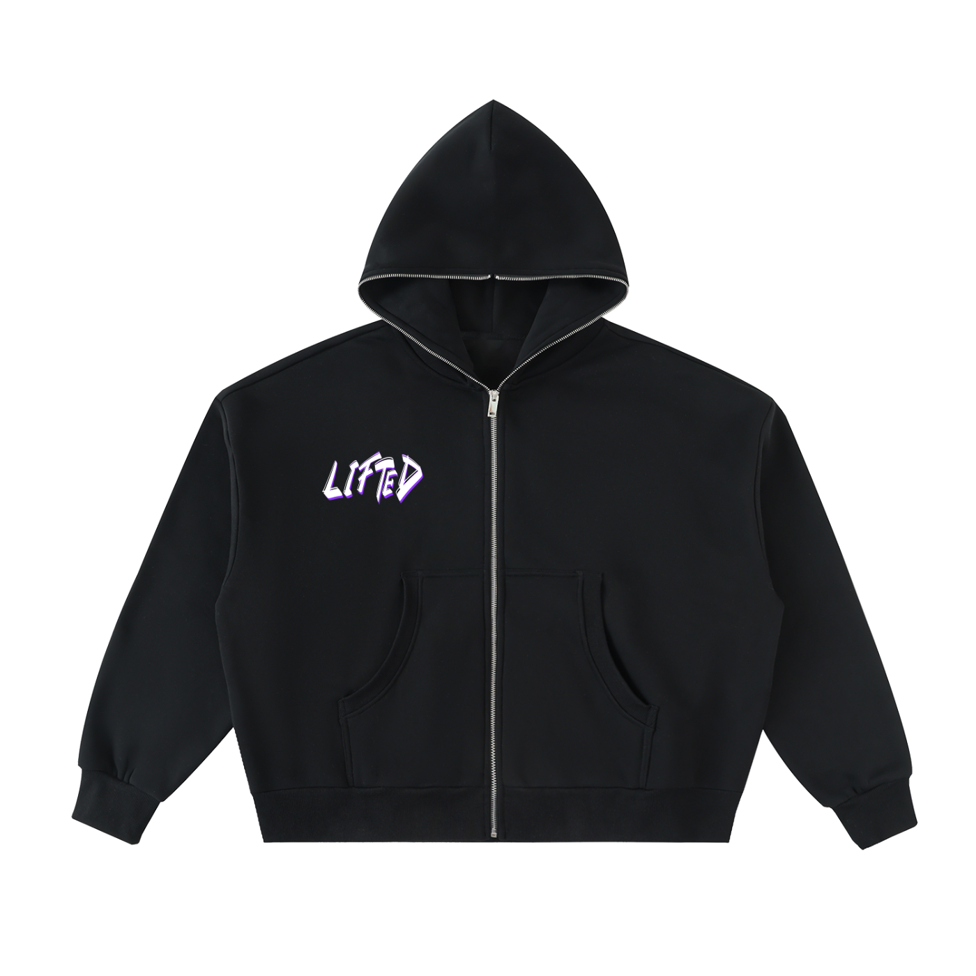 Fleeced Full-Zip Boxy Hoodie